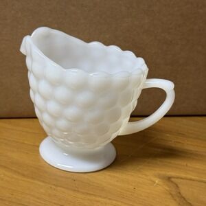 1950s Anchor Hocking Creamer White Milk Glass Bubble‎